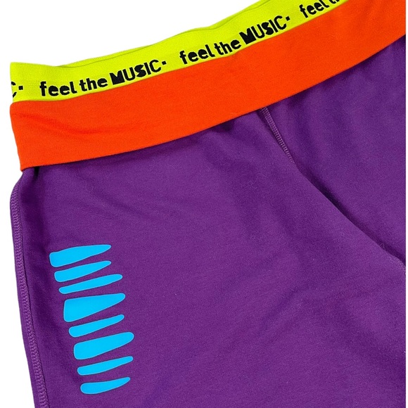 Zumba size large bright purple, yellow, & blue capri sweatpants, EUC, like new - Picture 7 of 15